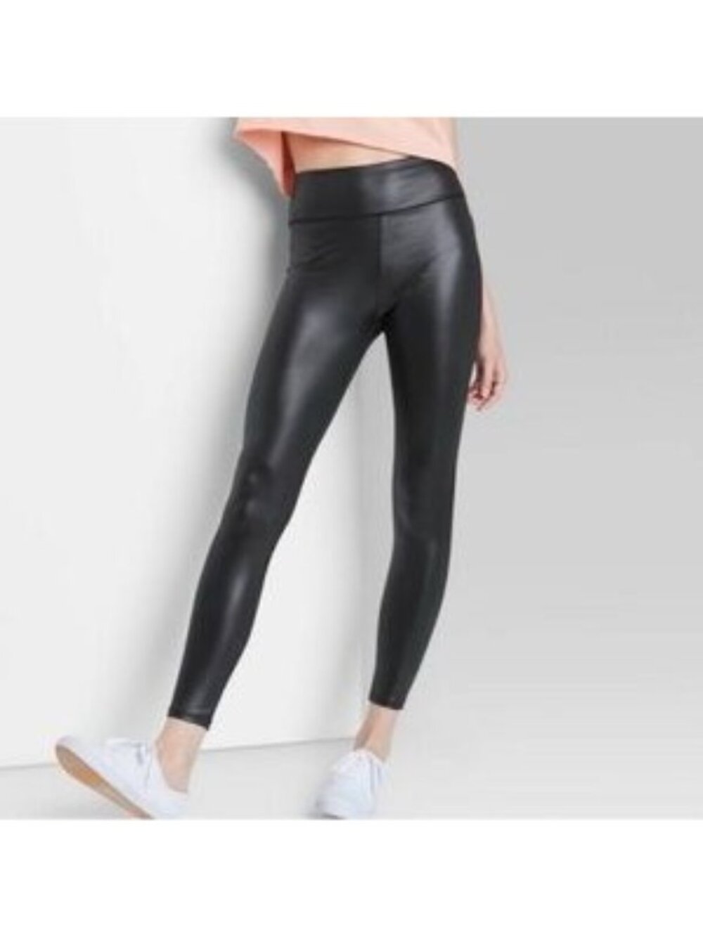 Wild Fable Faux Leather Leggings – Black High Waist Stretch Pants, Size M